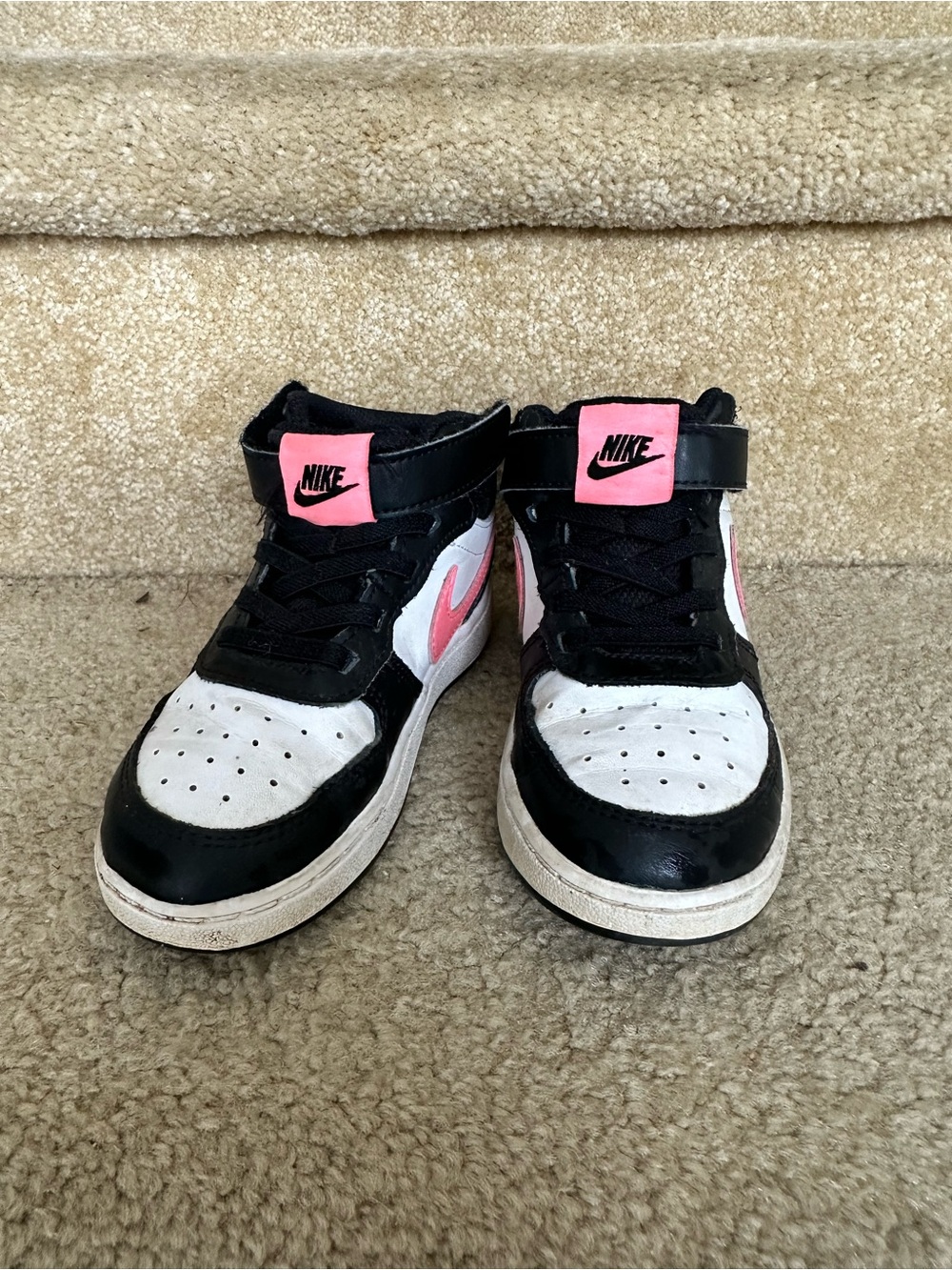 Nike Kids' High-Top Sneakers in Black, White & Pink